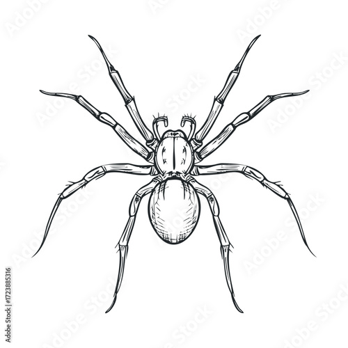  Detailed line sketch of a tarantula-like arachnid.