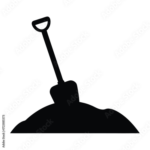 Shovel in dirt digging tool vector illustration for gardening agriculture and construction work 90