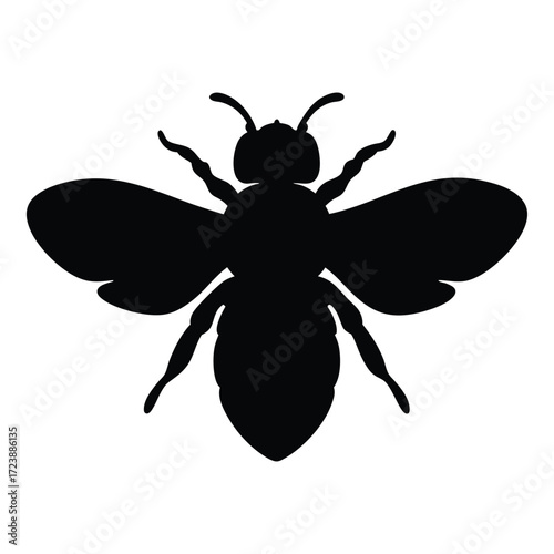 Honey bee silhouette vector illustration for apiary beekeeping and honey production design element