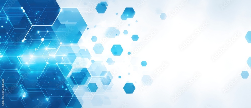 Naklejka premium Abstract blue hexagon pattern on white background