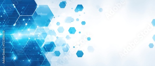 Panel kuchenny z motywem Abstract blue hexagon pattern on white background