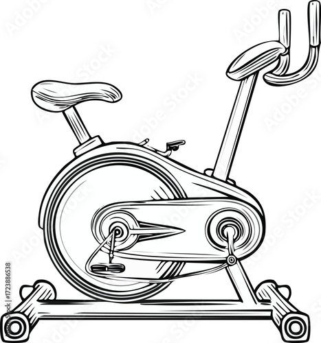 Minimalist Exercise Bike Illustration Fitness Equipment for Home Workouts, Gym, and Active Lifestyles