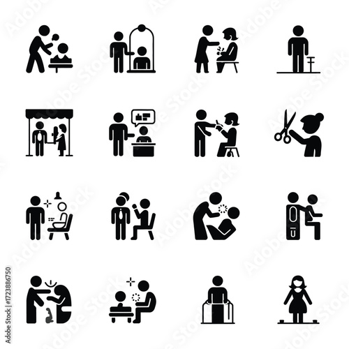 Barber shop and beauty salon icon set