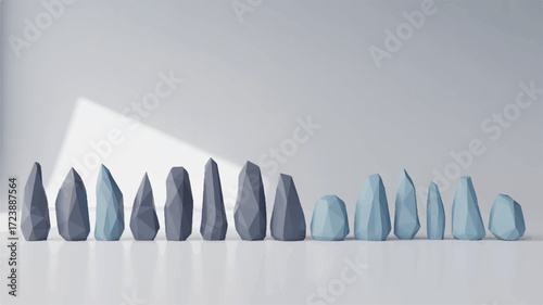 Vector art of a collection of abstract stone sculptures