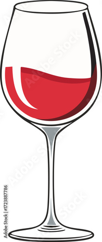Red wine in elegant glass, a vector illustration for a restaurant menu or wine-tasting event