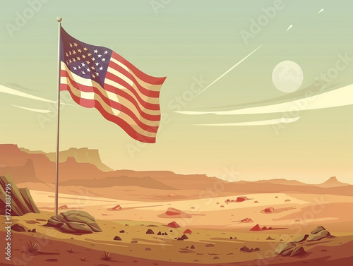American Flag on Mars: A Symbol of Space Exploration and National Pride on Red Planet