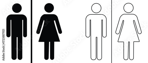 man and woman icon flat vector illustration. Monochrome restroom male and female sign illustration icon material. Vector isolated sign wc. 