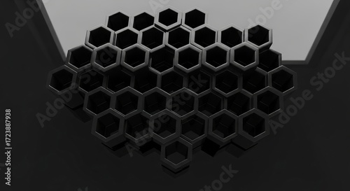 Wallpaper Mural Abstract honeycomb structure with repeating hexagonal patterns in dark, moody lighting Torontodigital.ca