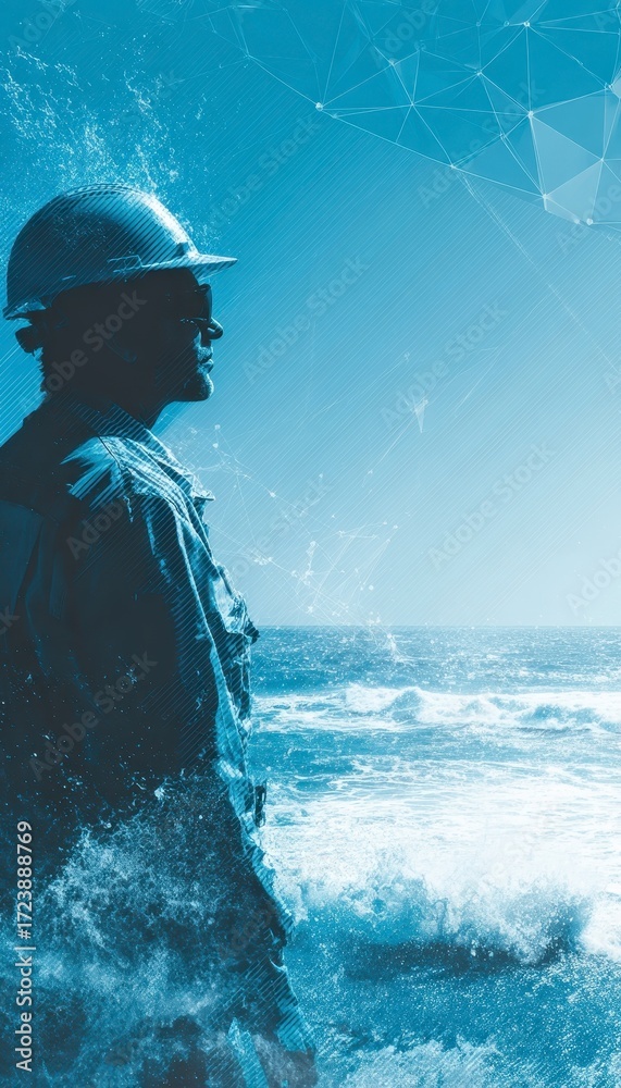 Obraz premium Ocean Worker Looking Proudly