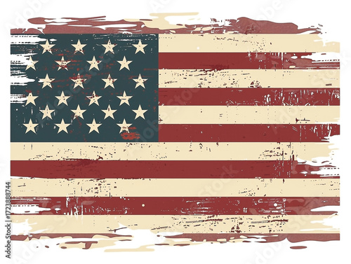 Distressed American flag illustration representing patriotism and national pride with a vintage