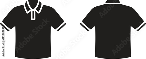 Black polo shirt front and back view icon