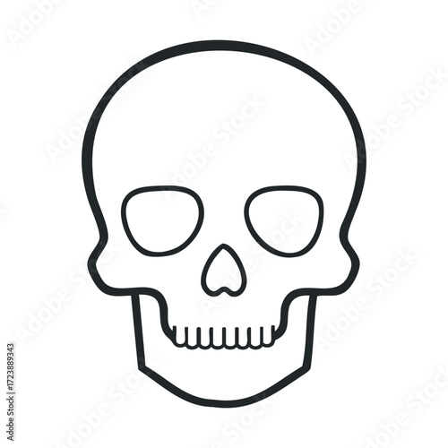Simple black and white line drawing of a human skull.  