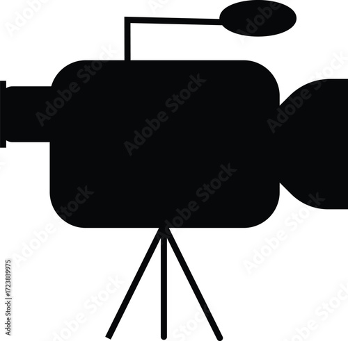 Video camera icon representing film recording, movie shooting, multimedia creation, and broadcast video production tool on transparent background