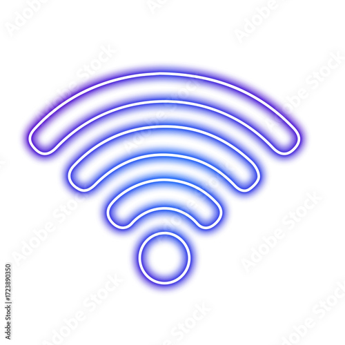 Glowing Neon Wifi Symbol Icon – Modern Wireless Internet Connection Sign on Transparent Background