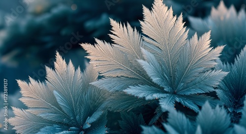 Wallpaper Mural Delicate frost crystals adorn delicate leaves in the cold winter light, showcasing nature's intricate beauty. Torontodigital.ca