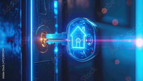 Unlock your home with a modern blue digital key