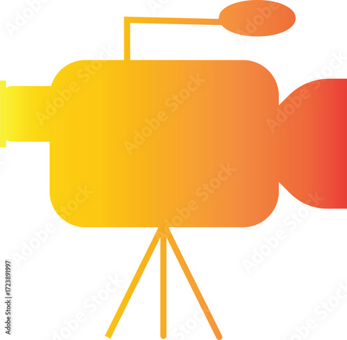 Video camera icon representing film recording, movie shooting, multimedia creation, and broadcast video production tool on transparent background