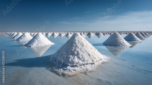 Hypnotic Natural Bounty: An Expansive Salt Field Illustrating the Timeless Elegance of Harvest-Ready Crystalline Landscapes Embracing Artisanal Traditions