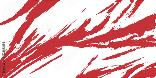 Bloody red paint splatters and stains create a dirty, grunge texture on a black background