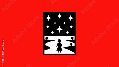 A solitary figure stands on a winding path under a starry night sky, symbolizing dreams and journeys