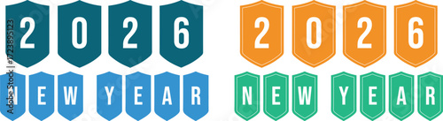 Celebrate 2026 New Year Designs with Festive Numbers & Colorful Banners - A Cheerful Collection of Isolated Vector Illustrations for Holiday Greetings