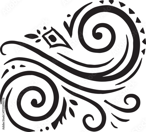Wind icon doodle set. Air flow symbol collection. Blowing gust and breeze silhouette. Weather cold element. Fresh windy decorative line art swirl pattern vector design.