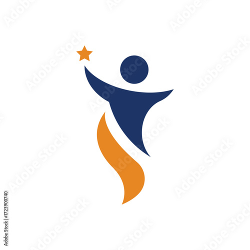 Abstract human figure reaching for a star