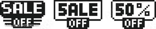 Three black and white sale off and fifty percent off signs