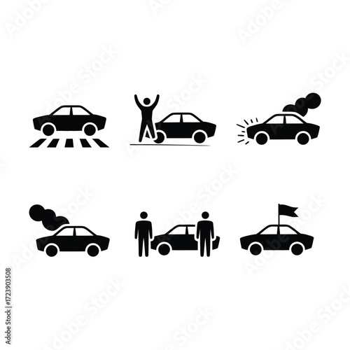 Car crash icon set