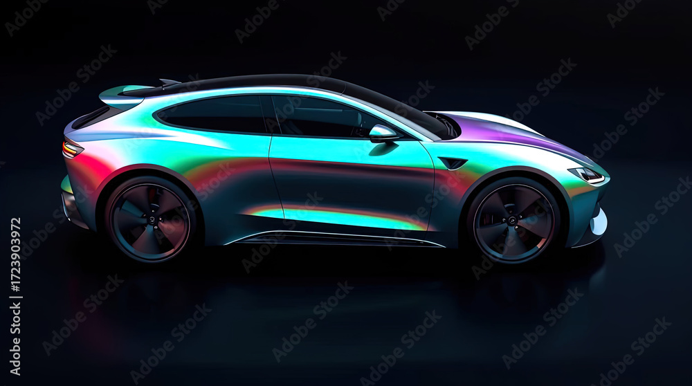 Fototapeta premium Futuristic car racing at speed