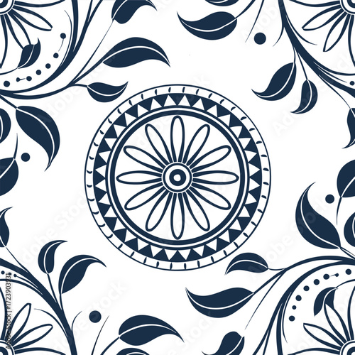 Intricate rickshaw wheel mandala abstract floral vector illustration scalable vector