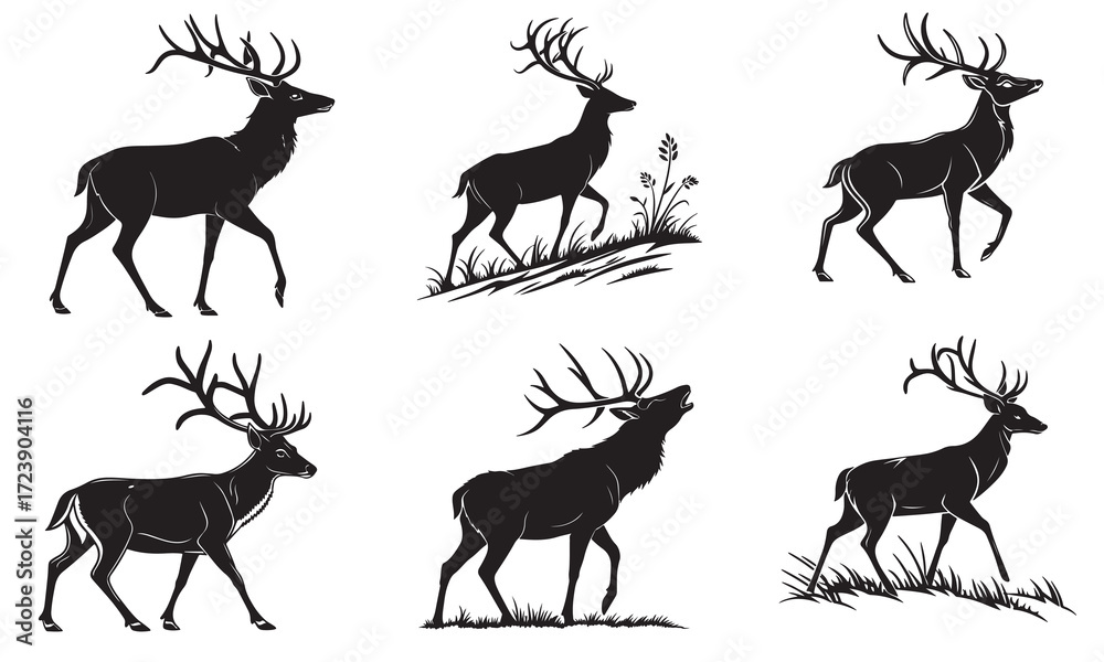Fototapeta premium Majestic Deer in Forest Silhouettes