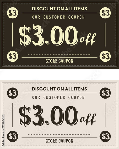 old ticket discount coupons vintage style