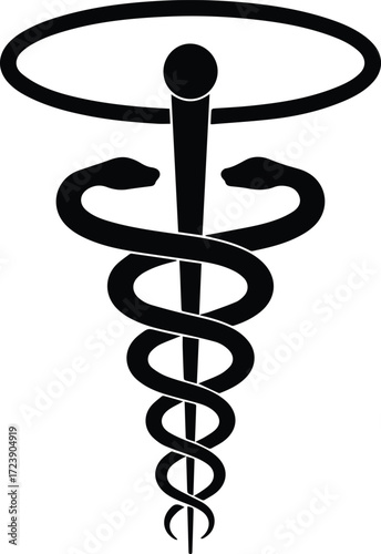 Iconic caduceus symbol medical health care emblem reptile staff serpent rod
