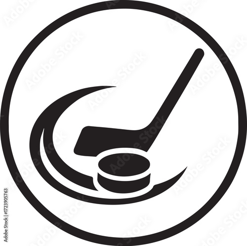 Ice hockey logo icon with swoosh design