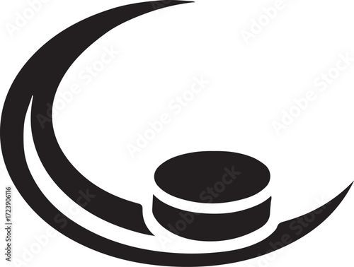 Ice hockey logo icon with swoosh design