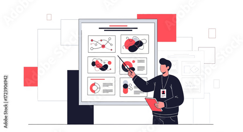 Business presentation with data analysis and insights for strategic planning session