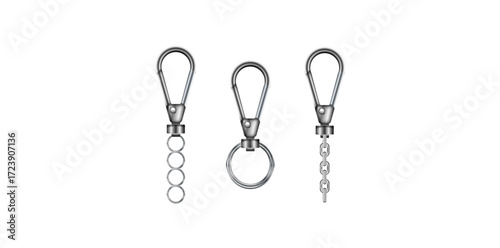 Metallic Clasps With Chain Vector Illustration.
