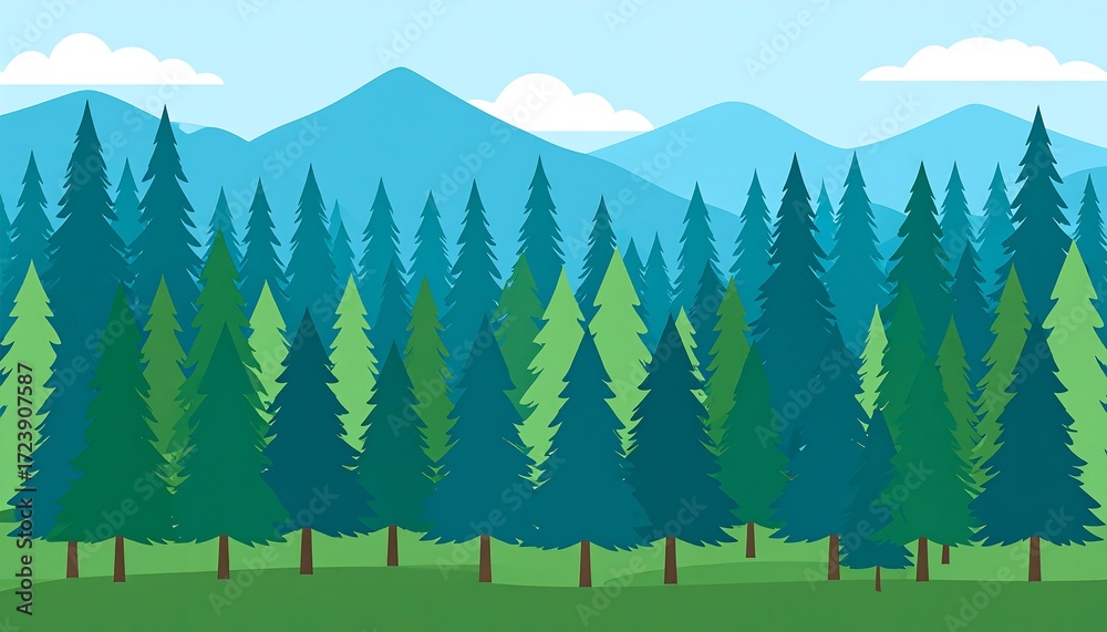 Fototapeta premium Forest landscape illustration