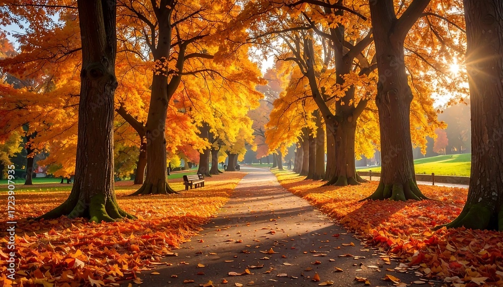Fototapeta premium Autumn park pathway