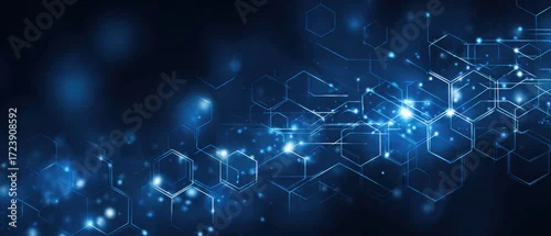 Obraz  z motywem Abstract digital network design with glowing hexagons