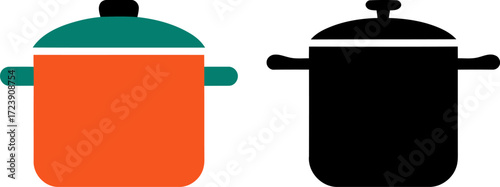 Two cooking pot icons set kitchen cooking food pot pan vector illustration graphic design