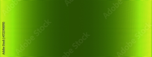 Green LED wall screen with LCD RGB SMD panel and TV pixel display background. Blue dot light pattern with monitor texture effect and grid gradient video.