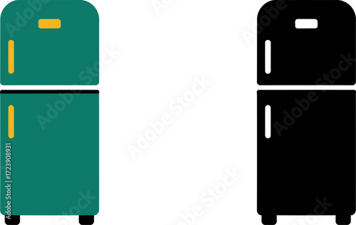 Refrigerator icons set appliance kitchen home retro style minimalist design isolated vector illustration