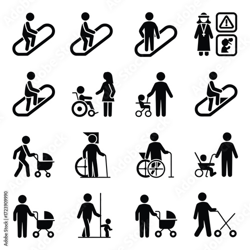 People and mobility access icon set