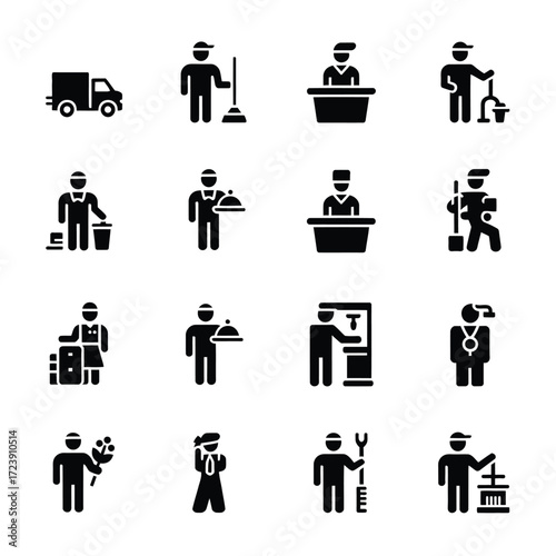 Service industry professions icon set