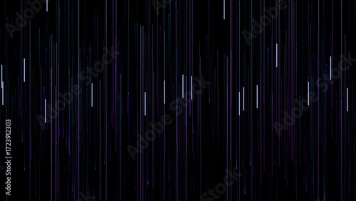 An artistic depiction of falling lines against a dark background. The lines are illuminated and form the falling rain or data stream pattern.