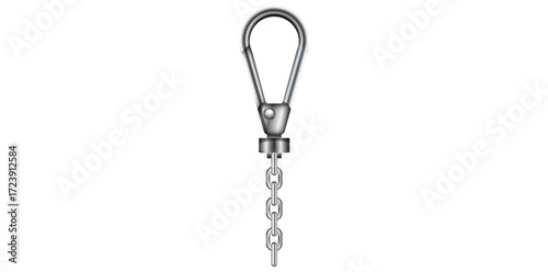 Metallic Clasp With Chain Vector Illustration.
