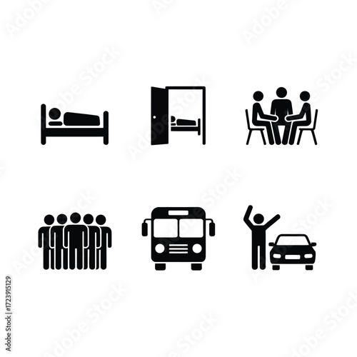 Travel and accommodation icon set