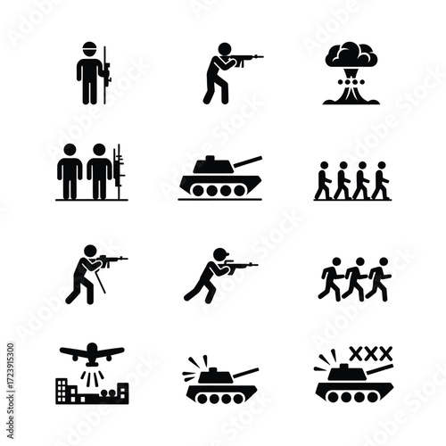 War and military icon set